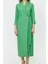 Moda Stil Fitted Kruvaze Maxi Boy Tesettür Keten Görünümlü Dokuma Elbise 3
