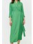Moda Stil Fitted Kruvaze Maxi Boy Tesettür Keten Görünümlü Dokuma Elbise 4