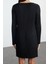 Moda Stil Regular Kayık Yaka Mini Boy Düz Pilise Astarlı Shift Esnek Örme Elbise 5