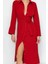 Moda Stil Regular Gömlek Yaka Midi Boy Kuşaklı Düğmeli Dokuma Gömlek Elbise 2