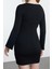 Moda Stil Slim Havuz Yaka Mini Boy Fitted Vücuda Oturan Fiyonk Detaylı Örme Elbise 5