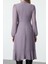 Moda Stil Regular Dik Yaka Midi Boy Düz Dokuma Kışlık Elbise 5