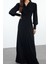 Moda Stil Regular Kruvaze Maxi Boy Düz Örme Elbise 4