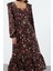 Moda Stil Regular Kare Yaka Midi Boy Çiçekli A Kesim Fırfırlı %100 Viskon Dokuma Elbise 1