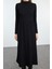 Moda Stil Regular Kayık Yaka Maxi Boy Düz Skater Belden Açılan Esnek Örme Elbise 3