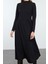 Moda Stil Regular Kayık Yaka Maxi Boy Düz Skater Belden Açılan Esnek Örme Elbise 4