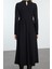 Moda Stil Regular Kayık Yaka Maxi Boy Düz Skater Belden Açılan Esnek Örme Elbise 5