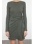 Moda Stil Slim Bisiklet Yaka Mini Boy Fitted Vücuda Oturan Fitilli Esnek Örme Elbise 3