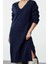 Moda Stil Oversize V Yaka Maxi Boy Triko Geniş Kalıp Elbise 1