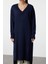 Moda Stil Oversize V Yaka Maxi Boy Triko Geniş Kalıp Elbise 4