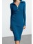 Moda Stil Slim Polo Yaka Midi Boy Triko Elbise 1