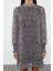 Moda Stil Regular Dik Yaka Mini Boy Soyut Dokuma Kışlık Elbise 3