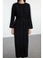 Moda Stil Regular Bisiklet Yaka Maxi Boy Tesettür Geniş Fitilli Triko Elbise 3
