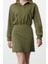 Moda Stil Regular Polo Yaka Mini Boy Düz Vücuda Oturan Örme Elbise 1