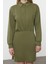 Moda Stil Regular Polo Yaka Mini Boy Düz Vücuda Oturan Örme Elbise 3