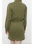 Moda Stil Regular Polo Yaka Mini Boy Düz Vücuda Oturan Örme Elbise 5