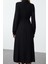 Moda Stil Relaxed Gömlek Yaka Midi Boy Kuşaklı Viskon Dokuma Gömlek Elbise 2