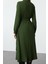 Moda Stil Relaxed Gömlek Yaka Midi Boy Kuşaklı Viskon Dokuma Gömlek Elbise 5