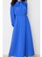 Moda Stil Regular Bebe Yaka Maxi Boy Tesettür Lı Keten Görünümlü Dokuma Elbise 4