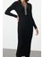 Moda Stil Slim Polo Yaka Midi Boy Taş Renk Bloklu Triko Premium Iplik Özel Iplik Elbise 1