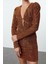 Moda Stil Fitted V Yaka Mini Boy Vücuda Oturan Parıltılı Örme Pullu Payet Kısa Şık Abiye Elbise 3