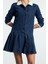 Moda Stil Denim Gömlek Yaka Mini Boy Pileli Elbise 1