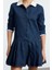 Moda Stil Denim Gömlek Yaka Mini Boy Pileli Elbise 4