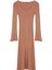 Moda Stil Slim Kare Yaka Midi Boy Triko Basic Kol Ucu Detaylı Elbise 3