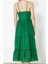 Moda Stil Regular Kare Yaka Maxi Boy Belden Açılan Brode Dokuma Elbise 5