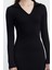 Moda Stil Fitted V Yaka Midi Boy Düz Polo Yaka Bodycone Vücuda Oturan Örme Elbise 2
