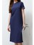 Moda Stil Relaxed Bisiklet Yaka Midi Boy Triko Bant Detaylı Kısa Kol Esnek Örme Elbise 1