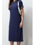 Moda Stil Relaxed Bisiklet Yaka Midi Boy Triko Bant Detaylı Kısa Kol Esnek Örme Elbise 4