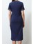 Moda Stil Relaxed Bisiklet Yaka Midi Boy Triko Bant Detaylı Kısa Kol Esnek Örme Elbise 5
