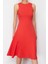 Moda Stil Kloş Bisiklet Yaka Midi Boy %100 Pamuk Skater Belden Açılan Kolsuz Örme Elbise 4