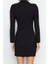 Moda Stil Fitted Ceket Yaka Mini Boy Fermuar Detaylı Dokuma Elbise 5