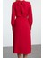 Moda Stil Regular Degaje Yaka Midi Boy Düz Dokuma Elbise 2