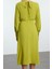 Moda Stil Regular Degaje Yaka Midi Boy Düz Dokuma Elbise 5