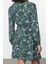 Moda Stil Regular Gömlek Yaka Mini Boy Kuşaklı Şal Desen Astarlı Dokuma Gömlek Elbise 2