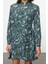 Moda Stil Regular Gömlek Yaka Mini Boy Kuşaklı Şal Desen Astarlı Dokuma Gömlek Elbise 3