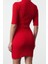 Moda Stil Slim Dik Yaka Mini Boy Triko Elbise 5
