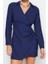 Moda Stil Regular Kruvaze Mini Boy Drape Detaylı Dokuma Elbise 1