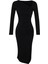 Moda Stil Slim Asimetrik Yaka Midi Boy Yırtmaçlı Örme Elbise 3