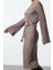 Moda Stil Regular Kayık Yaka Midi Boy Premium Pilise Kumaşlı Flare Kol Detaylı A-Line Örme Elbise 4
