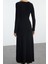Moda Stil Fitted V Yaka Maxi Boy Düz Eteği Volanlı Skater Belden Açılan Esnek Örme Elbise 5