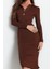 Moda Stil Slim Polo Yaka Midi Boy Triko Elbise 1