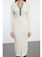 Moda Stil Slim Polo Yaka Midi Boy Renk Bloklu Triko Premium Iplik Özel Iplik Elbise 3
