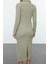 Moda Stil Fitted Polo Yaka Maxi Boy Düz Bodycone Vücuda Oturan Dokulu Düğme Detaylı Örme Elbise 5