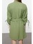 Moda Stil Regular Gömlek Yaka Mini Boy Cep ve Büzgü Detaylı Dokuma Gömlek Elbise 5