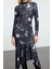 Moda Stil Slim Dik Yaka Midi Boy Fitted Vücuda Oturan Baskılı Örme Elbise 3