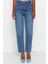 Kadın Moda Şık Kot Pantolon Dar Paça Regular Boy Denim Mavi Yüksek Bel Mom Jeans 1